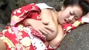 Chichihime and her juggs in harassment cosplay outdoor fucking